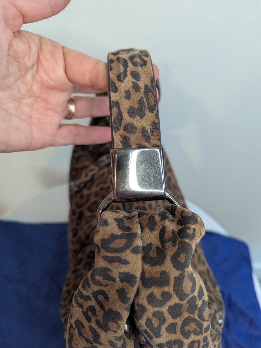 Stuart Weitzman Leopard Suede Studded Hobo Bag w/Tags - Picture 4 of 16